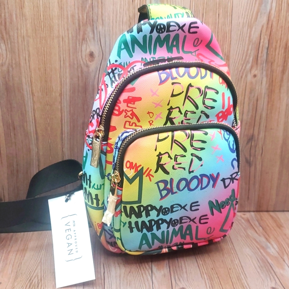 Inspirational Graffiti Crossbody Backpack